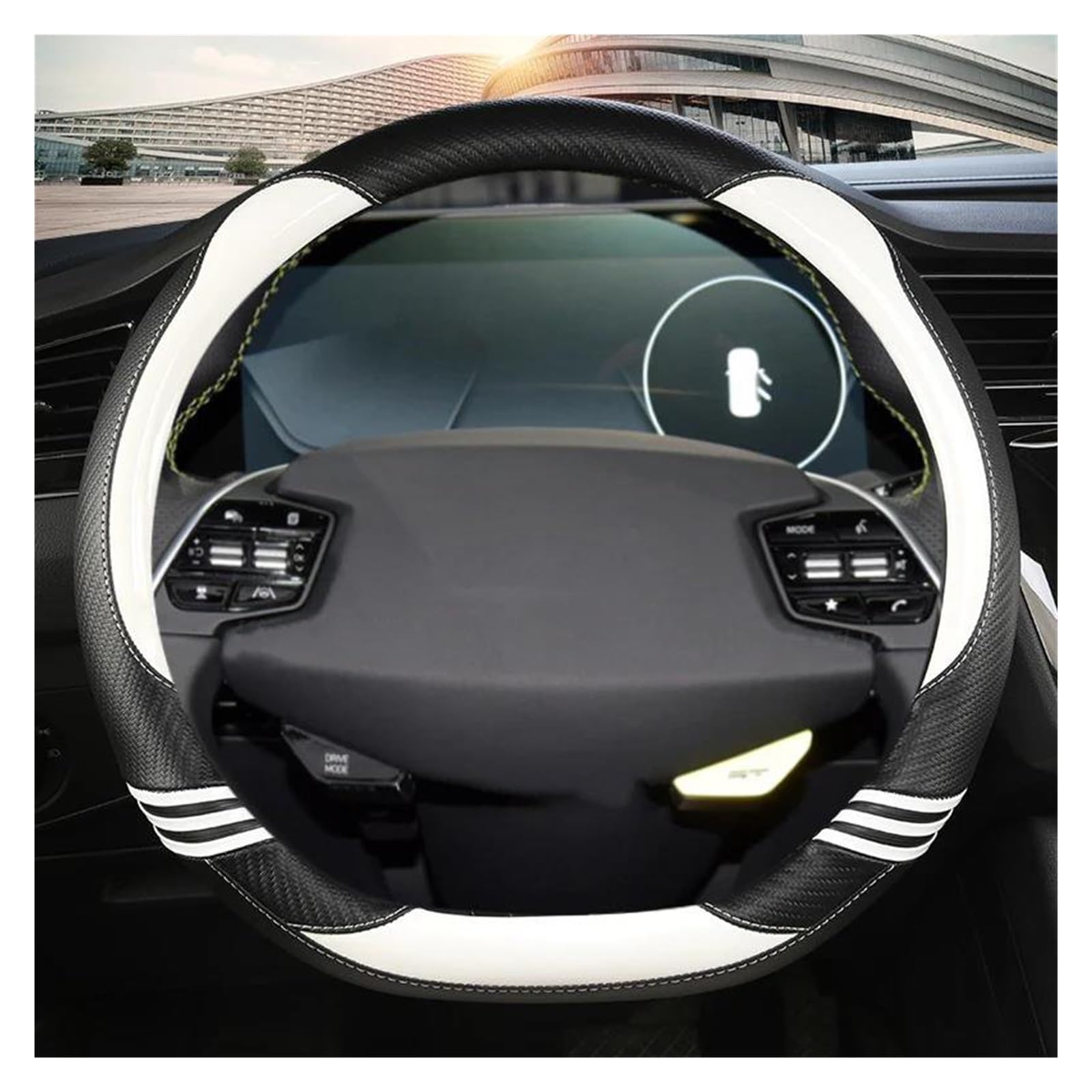 Auto Lenkradbezug Carbon Faser Auto Lenkrad Abdeckung Für KIA EV6 EV6 GT EV6 Für GT-Linie 2021 K5 KX5 K2 K3 Für Marke Lenkradcover(White D) von DKPMWD