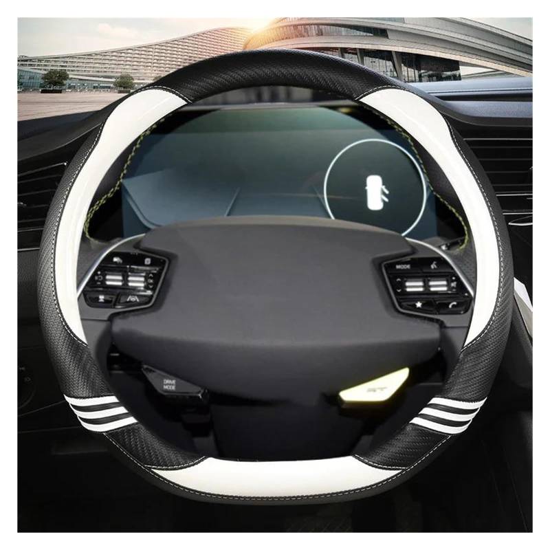 Auto Lenkradbezug Carbon Faser Auto Lenkrad Abdeckung Für KIA EV6 EV6 GT EV6 Für GT-Linie 2021 K5 KX5 K2 K3 Für Marke Lenkradcover(White D) von DKPMWD