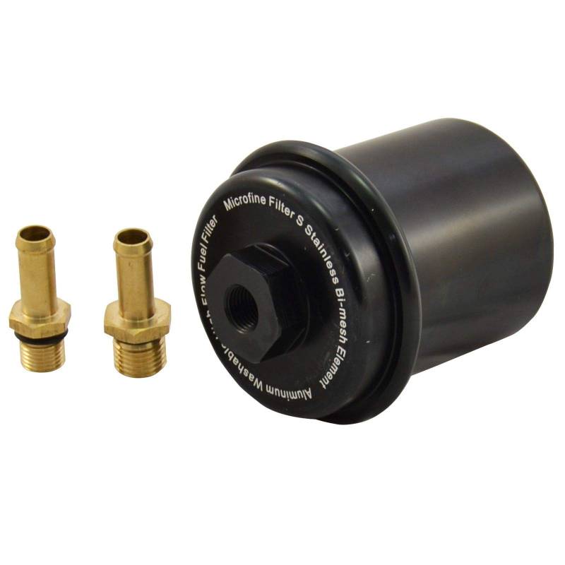 Kraftstofffilter Auswaschbar Universal - Schwarz - 9mm Schlauchanschlüsse von DL-racing.com