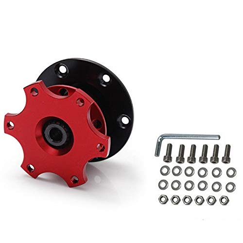 Lenkrad Schnellverschluss Quick Release Nabe Alu Sportlenkrad Snap Off Adapter Rot von DL-racing.com