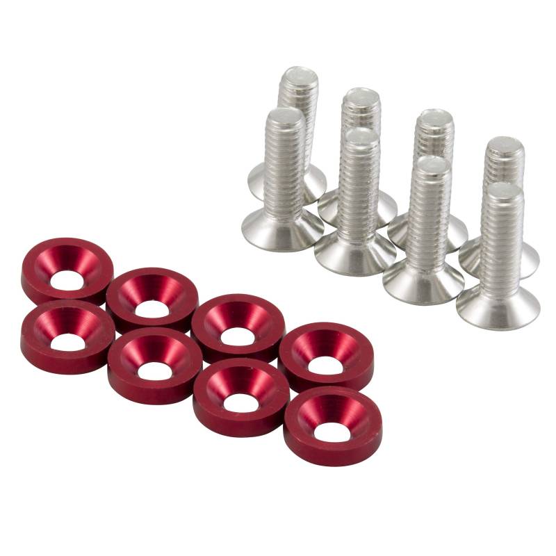 M6 Kennzeichen Kotflügel Schrauben m Alu Unterlegscheiben Fender Washer Rot von DL-racing.com