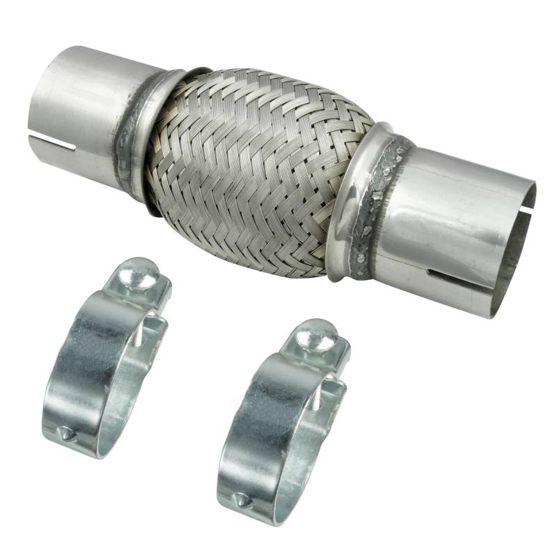 Ø 50mm / 2" Edelstahl Flexrohr in Interlock Bauweise mit Schellen Abgasanlage Auspuff 100/200mm von DL-racing.com