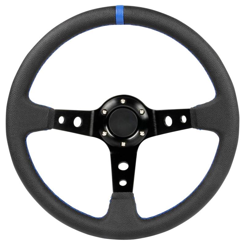 DL-Racing Sportlenkrad 350mm Glatte Oberfläche geschüsselt - Nahtfarbe: Blau von DL-racing.com