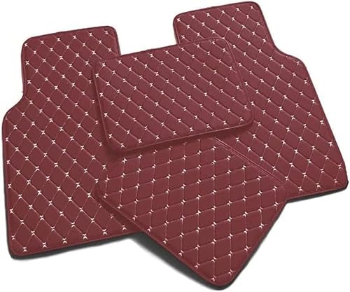 Leder Auto FußMatten für Audi S3 Convertible 2002-2020 2021 2022 2023 2024 2025(LHD), Allwetterschutz Fussmatten Wasserdicht Anti Rutsch Full Set Upgrade Beutelrand,C-Wine-Red von DLHFC