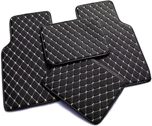Leder Auto FußMatten für Seast Leon 5F 2013-2018 2019 2020 2021 2022 2023 2024 2025(LHD), Allwetterschutz Fussmatten Wasserdicht Anti Rutsch Full Set Upgrade Beutelrand,E-Black-Beige von DLHFC