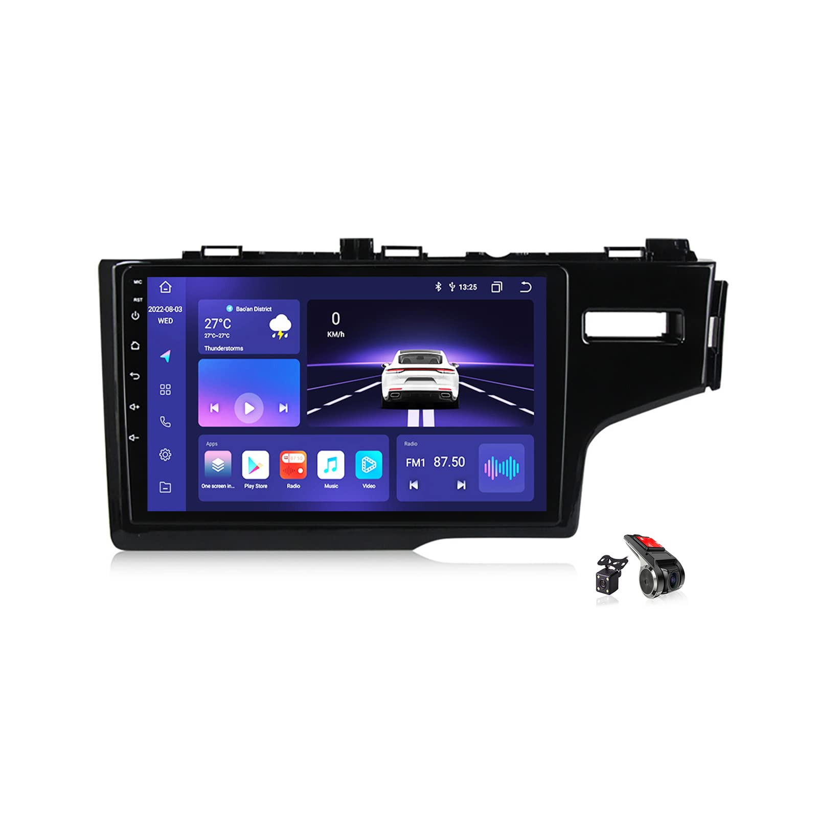 Android 12.0 Navi Autoradio Stereo für H-onda jazz fit 2014-2020 Sat Nav GPS Sender 9 zoll Touchscreen MP5 Multimedia Video Player FM BT Receiver mit 4G 5G WIFI DSP DVR Carplay,Right,M200S von DLYAXFG