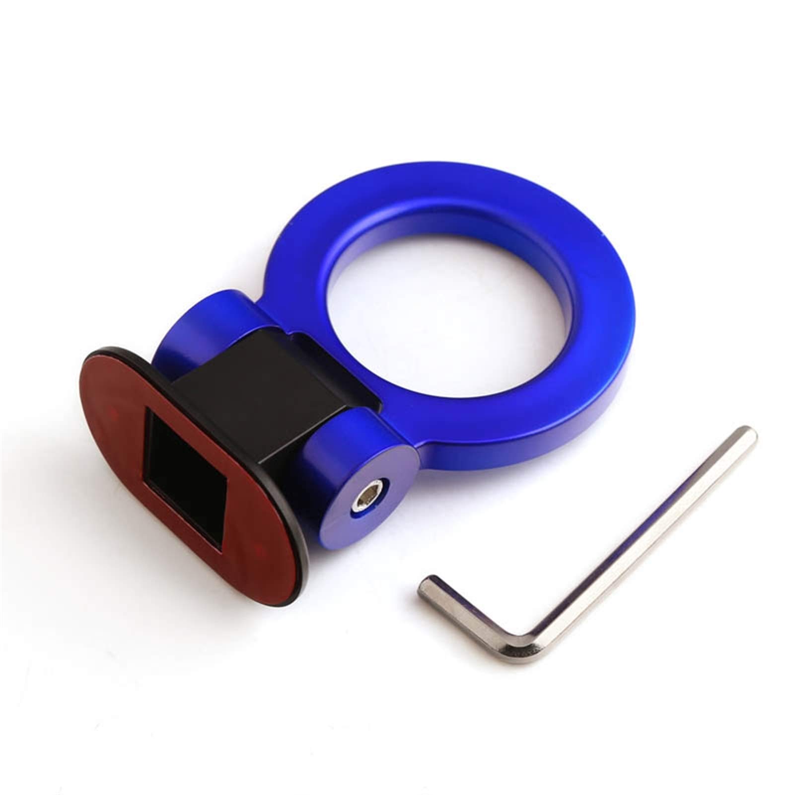 AbschleppöSe,Abschlepphaken Universal ABS Bumper Autoaufkleber Schmuck Auto Simulation Tralier Tow Haken Kit Auto Schleppgurt/Anhänger Seile/Haken/Zugstangen(Round Blue) von DLZFUDTY