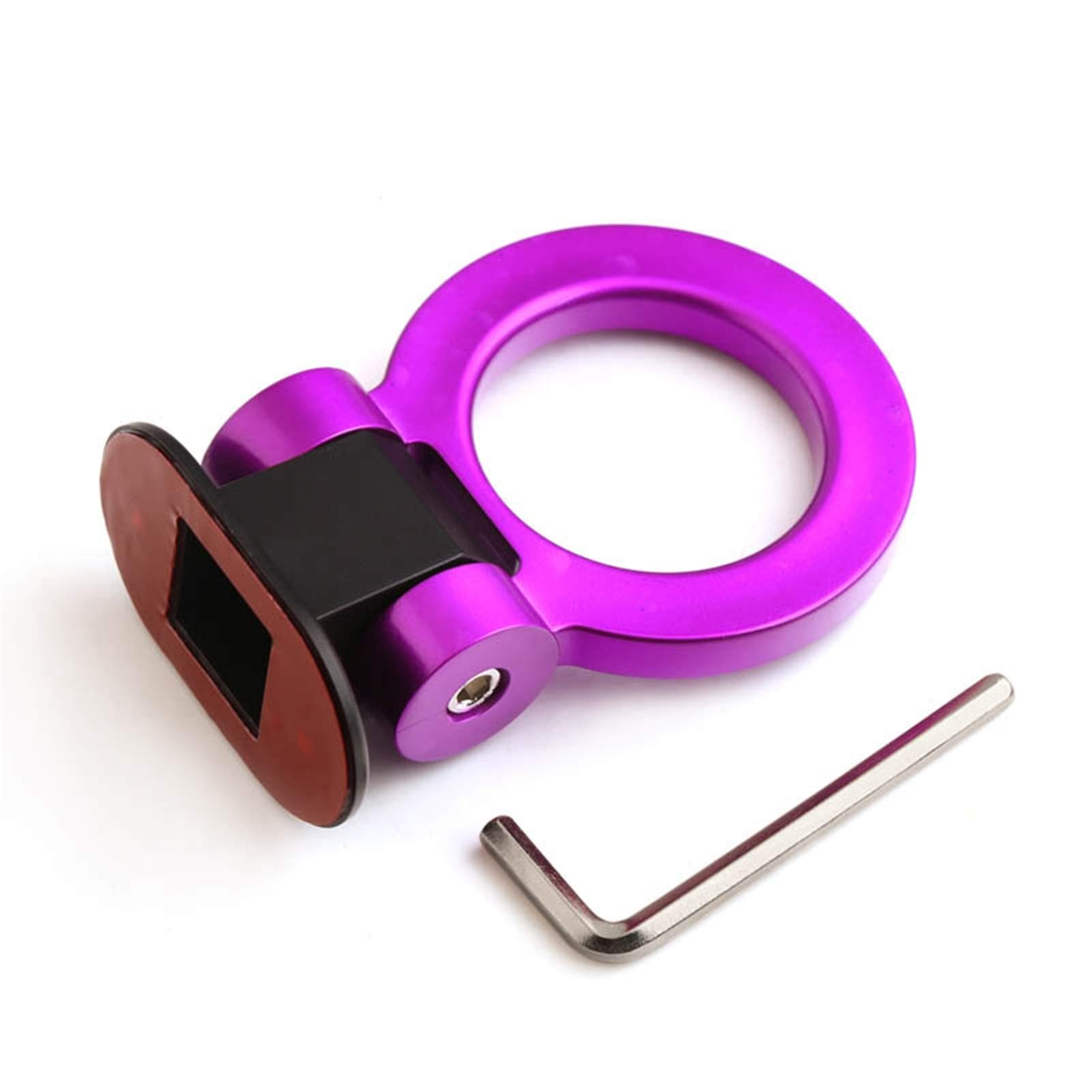 AbschleppöSe,Abschlepphaken Universal ABS Bumper Autoaufkleber Schmuck Auto Simulation Tralier Tow Haken Kit Auto Schleppgurt/Anhänger Seile/Haken/Zugstangen(Round Purple) von DLZFUDTY