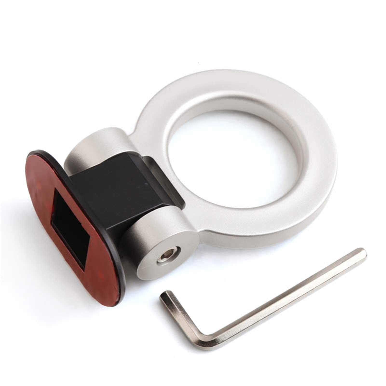 AbschleppöSe,Abschlepphaken Universal ABS Bumper Autoaufkleber Schmuck Auto Simulation Tralier Tow Haken Kit Auto Schleppgurt/Anhänger Seile/Haken/Zugstangen(Round Silver) von DLZFUDTY