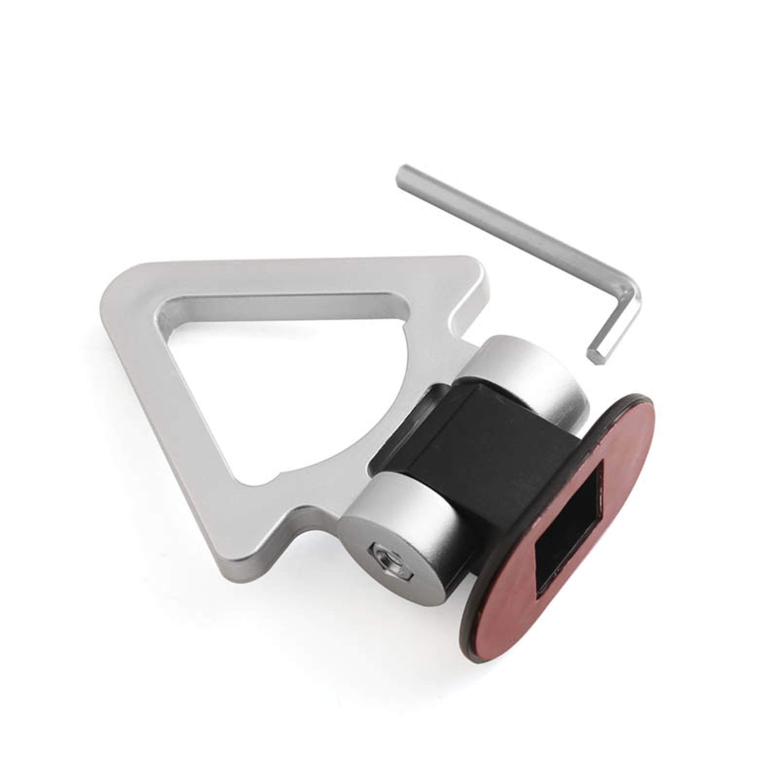 AbschleppöSe,Abschlepphaken Universal ABS Bumper Autoaufkleber Schmuck Auto Simulation Tralier Tow Haken Kit Auto Schleppgurt/Anhänger Seile/Haken/Zugstangen(Triangle Silver) von DLZFUDTY