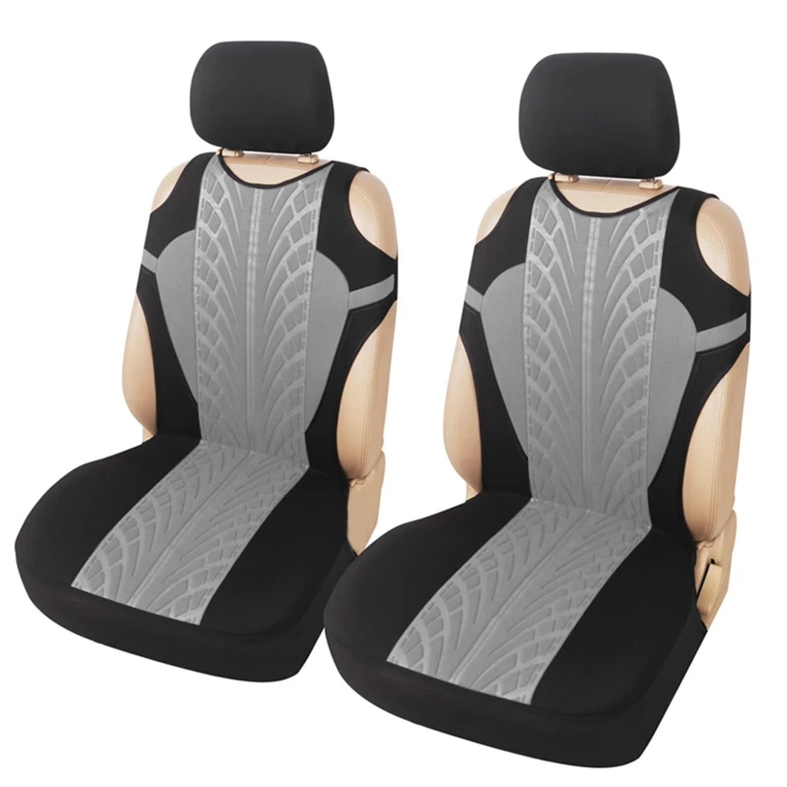AutositzbezüGe,Auto SitzbezüGe 2 STÜCKE Auto Vordersitzbezug Weste Stil Eimer Abdeckungen Mode Reifen Einkerbung for Universal Autos SUV Limousine Airbag Kompatibel(Gray) von DLZFUDTY