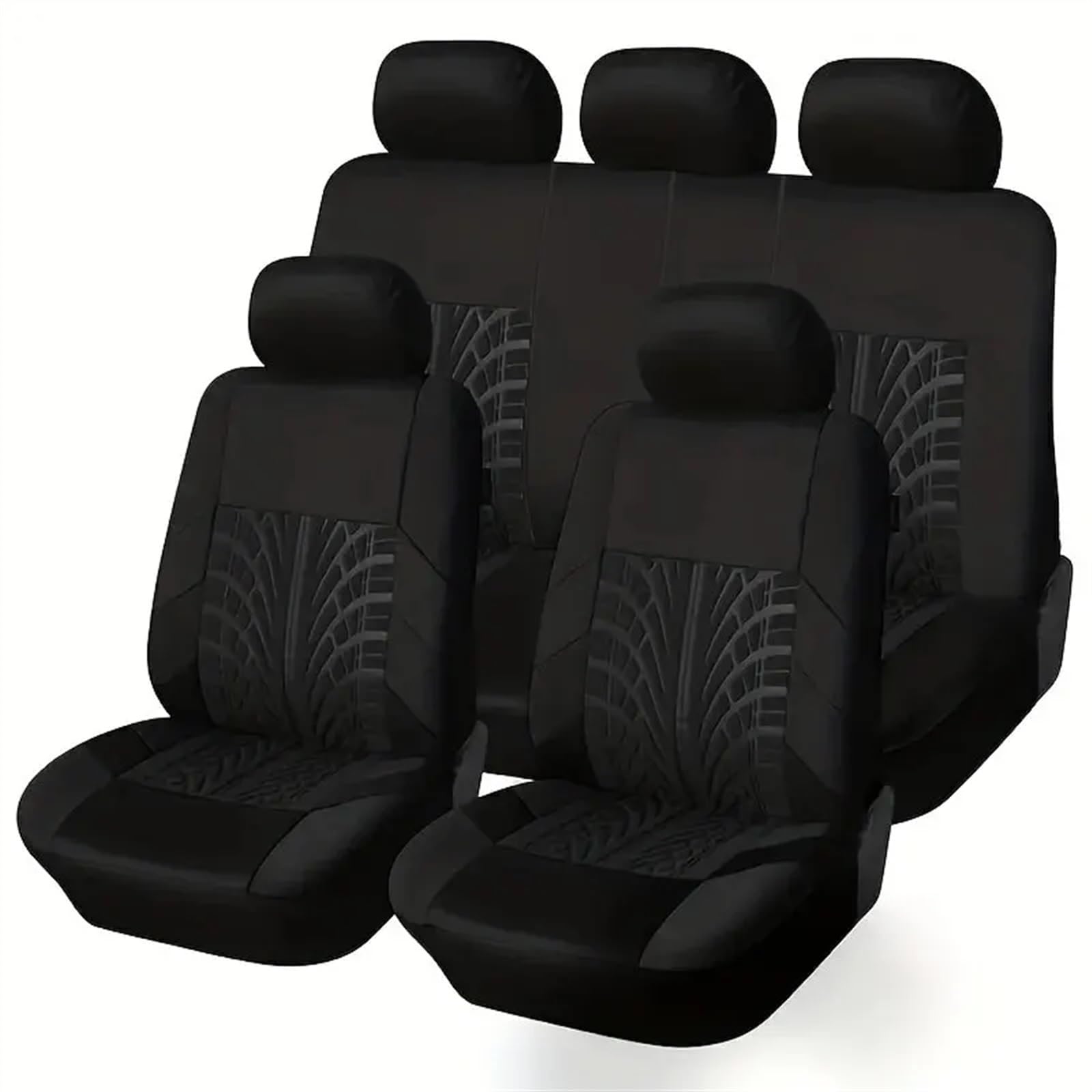 AutositzbezüGe,Auto SitzbezüGe 9-teiliges Universal-Autositzbezug-Set - Atmungsaktives, stilvolles und langlebiges Polyester-Design for alle Automodelle - Verbessert den Komfort A(Black) von DLZFUDTY