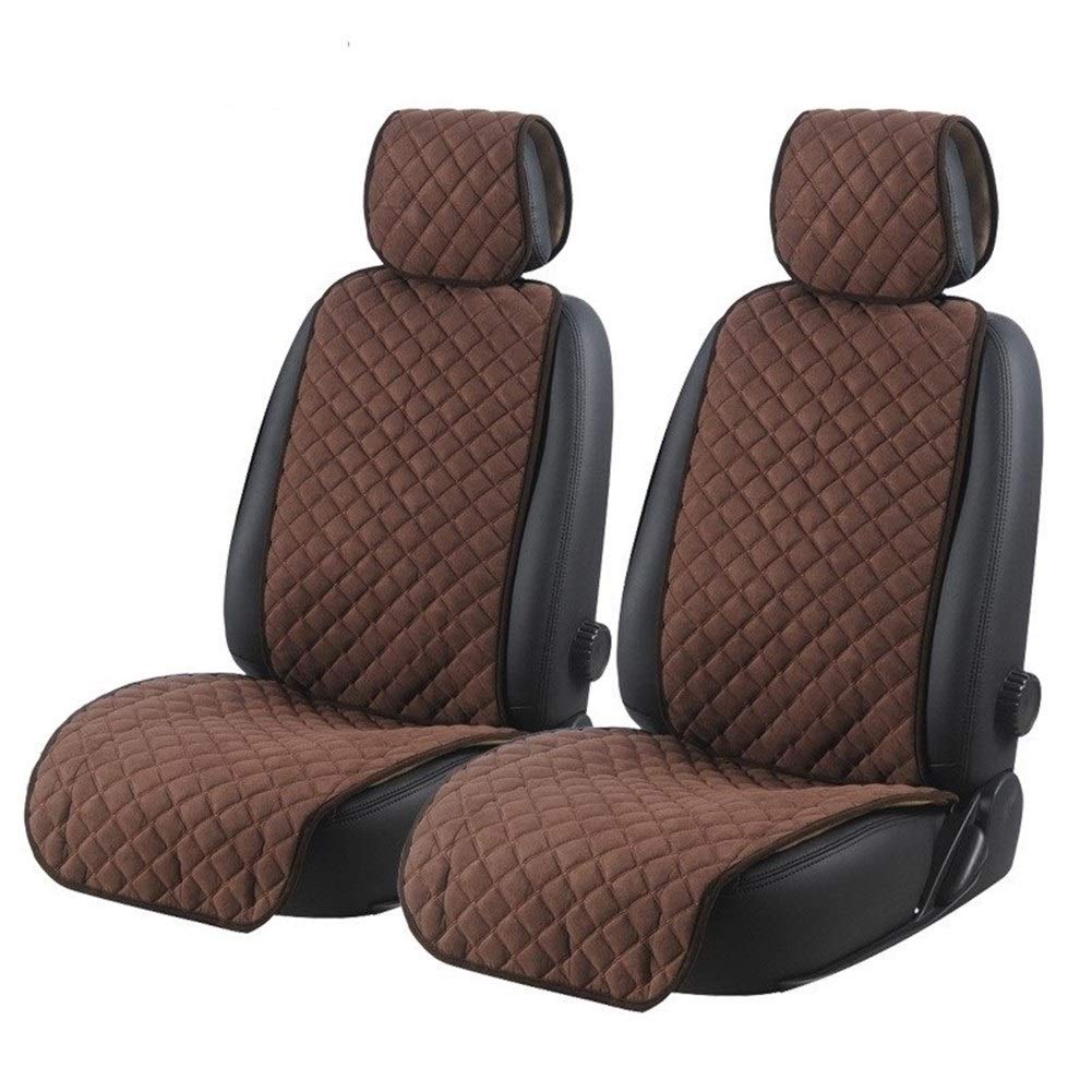 AutositzbezüGe,Auto SitzbezüGe Modische Auto Sitzkissen Autositzbezüge aus Mikrofaser Auto Seat Protector Auto-Schutz Nonslip for Vor 2 Sitzplätze Brown(Coffee) von DLZFUDTY