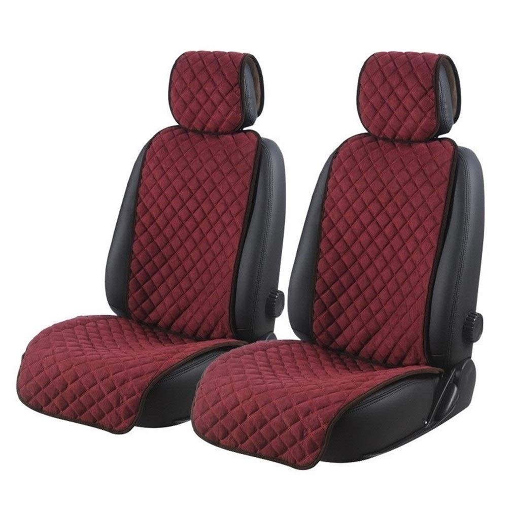 AutositzbezüGe,Auto SitzbezüGe Modische Auto Sitzkissen Autositzbezüge aus Mikrofaser Auto Seat Protector Auto-Schutz Nonslip for Vor 2 Sitzplätze Brown(Red) von DLZFUDTY