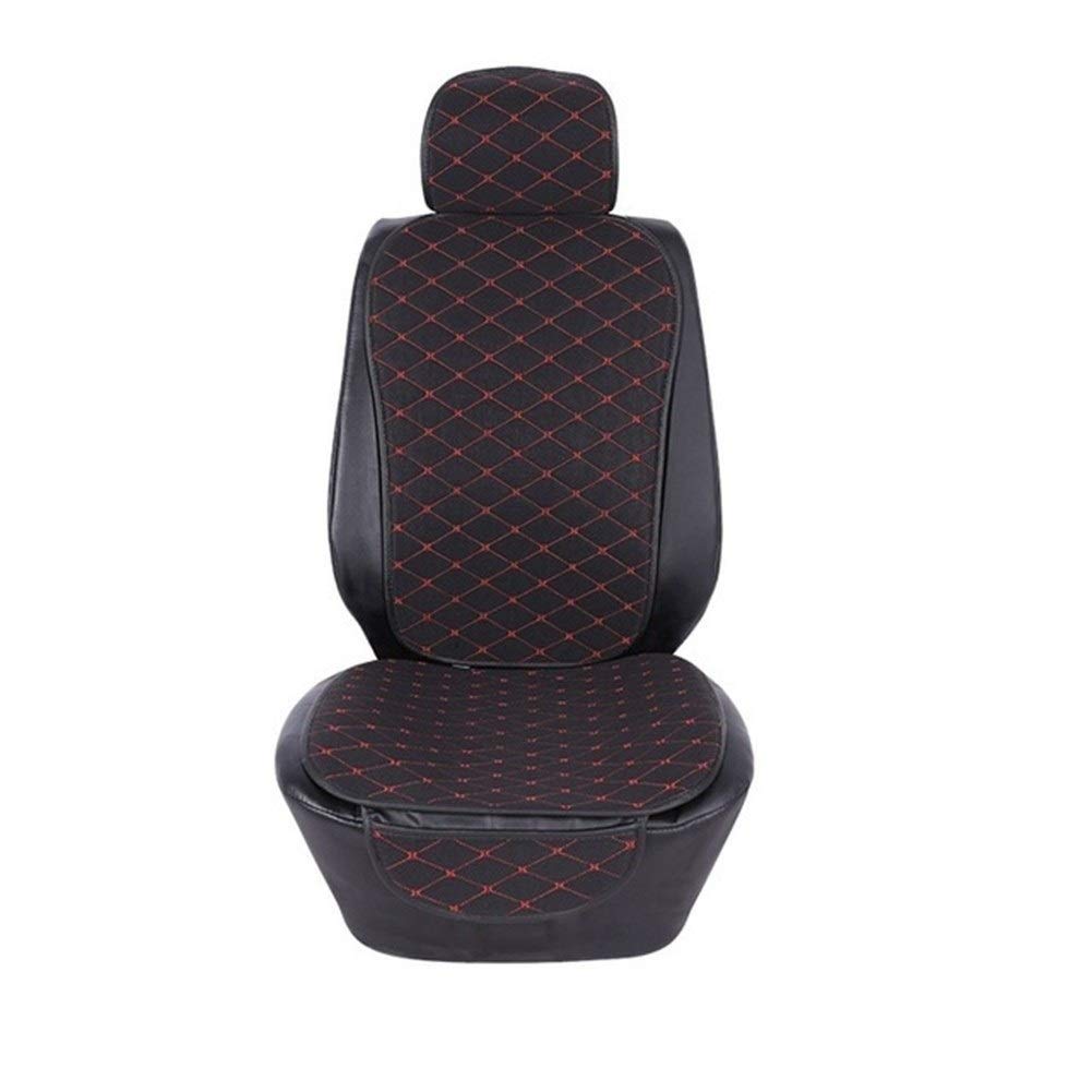 AutositzbezüGe,Auto SitzbezüGe Vorne Auto-Sitzabdeckung mit Rückenlehne Universal-Breathable Leinensitzkissen Schutz-Matten-Auflage Auto Sitz Fit Innenausstattung(Black with red line) von DLZFUDTY