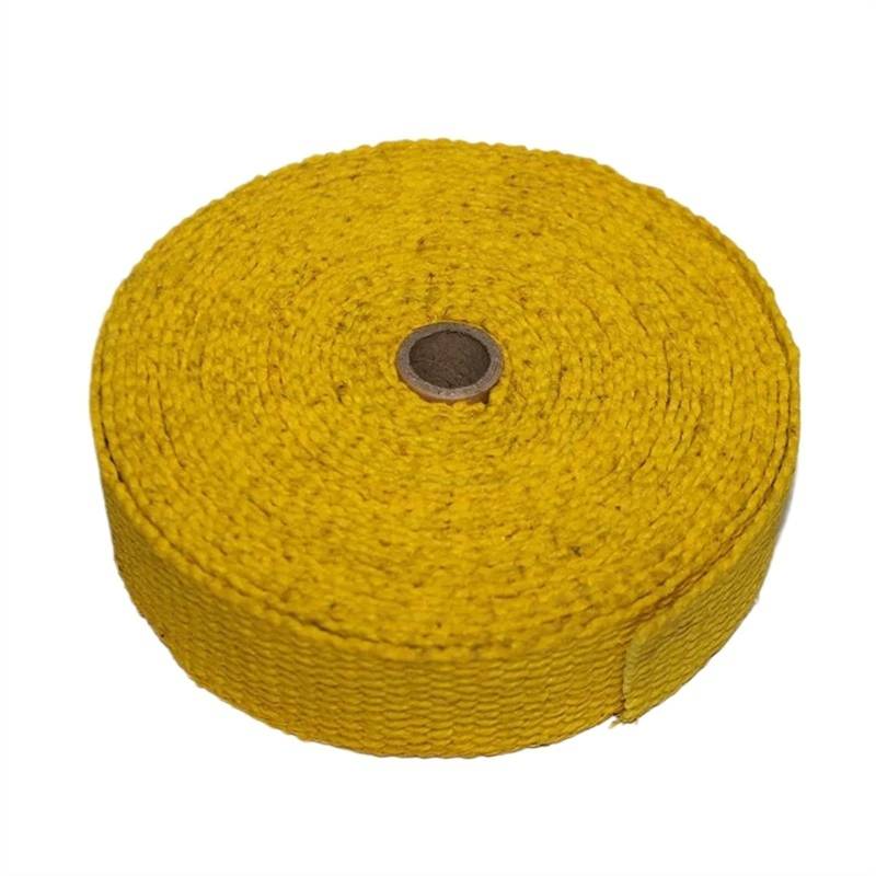 Hitzeschutzband Auspuff,Auspuff Dichtband 2 Stück 1,5 m Auto-Auspuff-Wickelrolle, Fiberglas-Hitzeschild-Rolle, Auspuffkrümmer-Wärmewickelband, Schutz USO apto para Autozubehör(Yellow) von DLZFUDTY