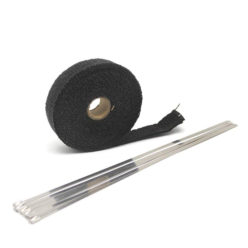 Hitzeschutzband Auspuff,Auspuff Dichtband 5/10 / 15m Auto Moto Wärmeschild Wrap Turbo Auspuff Wärmeband Wrap Pipe Wrap Shields Verteiler Header Isolationstuch Rolle(5m Black) von DLZFUDTY