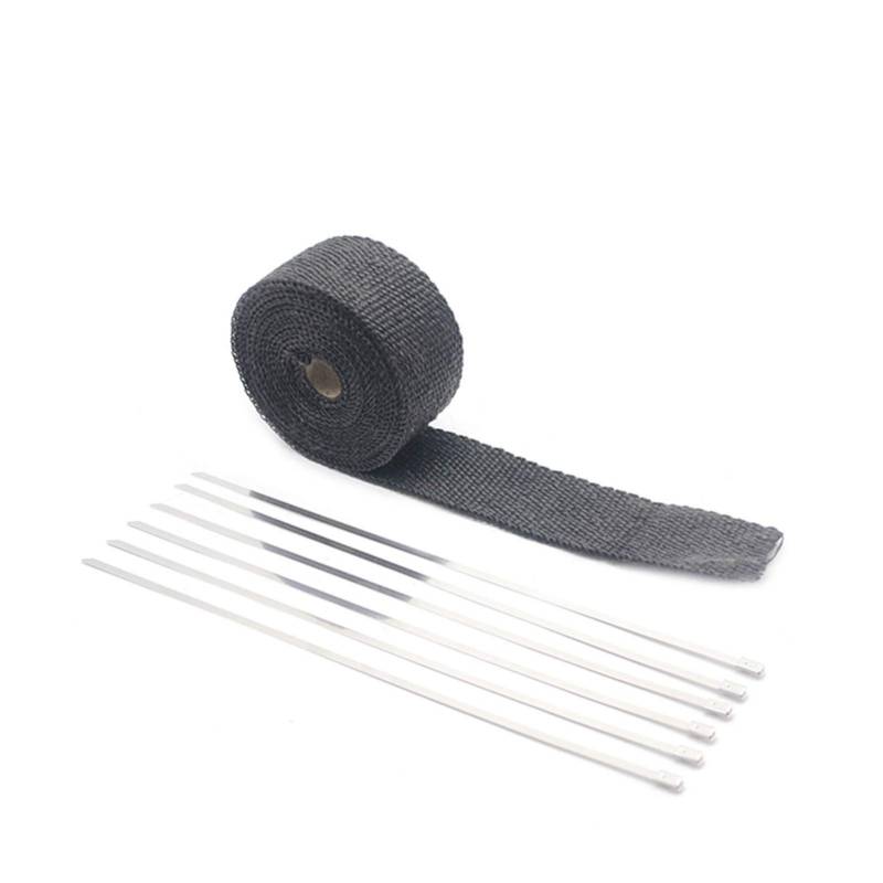 Hitzeschutzband Auspuff,Auspuff Dichtband 5 10 15m Thermalband Auspuffrohrkopf Hitzebeständige Wickelband mit Stahlkunst Auto Motorradteile Rennsport(5M Black) von DLZFUDTY