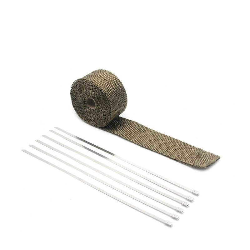 Hitzeschutzband Auspuff,Auspuff Dichtband 5 10 15m Thermalband Auspuffrohrkopf Hitzebeständige Wickelband mit Stahlkunst Auto Motorradteile Rennsport(5M Titanium) von DLZFUDTY
