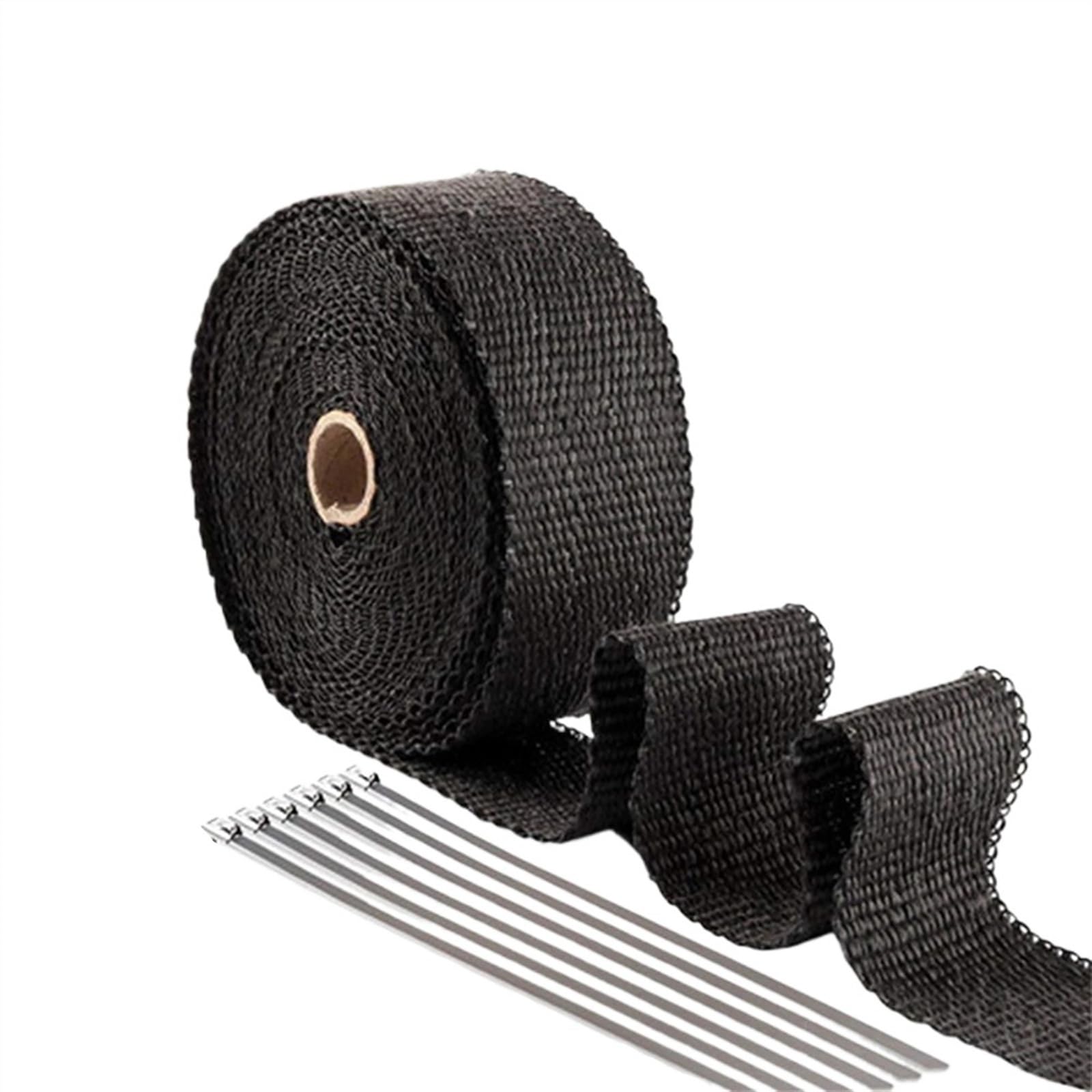 Hitzeschutzband Auspuff,Auspuff Dichtband 5 cm * 5/10/15/20 m Auto Motorrad Auspuff Thermo-Auspuffband, Auspuff Hitzeschild Rolle(5cm15m Black) von DLZFUDTY