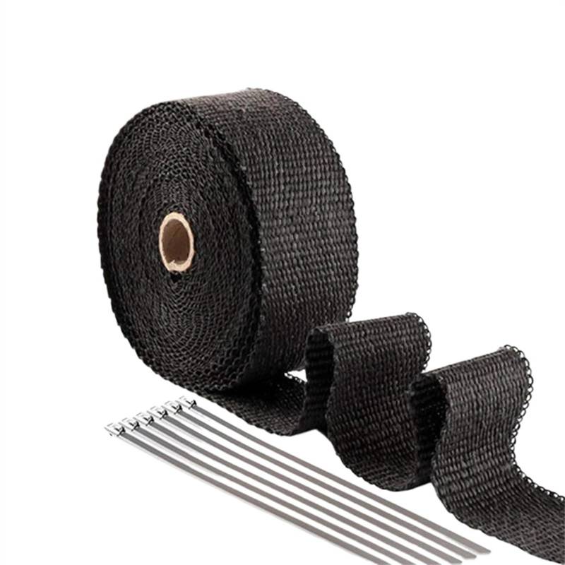 Hitzeschutzband Auspuff,Auspuff Dichtband 5 cm * 5/10/15/20 m Auto Motorrad Auspuff Thermo-Auspuffband, Auspuff Hitzeschild Rolle(5cm15m Black) von DLZFUDTY