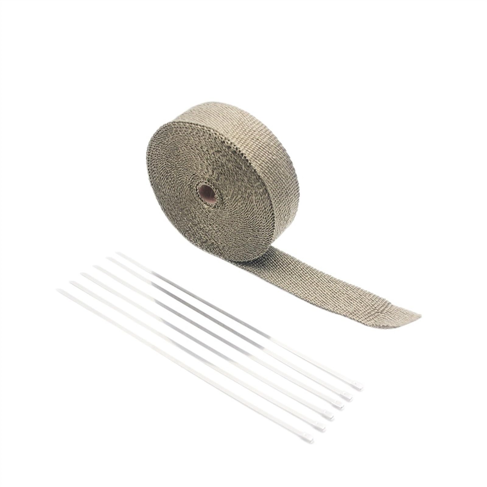 Hitzeschutzband Auspuff,Auspuff Dichtband 5 cm * 5 M 10 M 15 M Abwärme Wrap Rolle USO apto para Motorrad Fiberglas Hitzeschild Band, mit Edelstahl Krawatten(T-15M) von DLZFUDTY