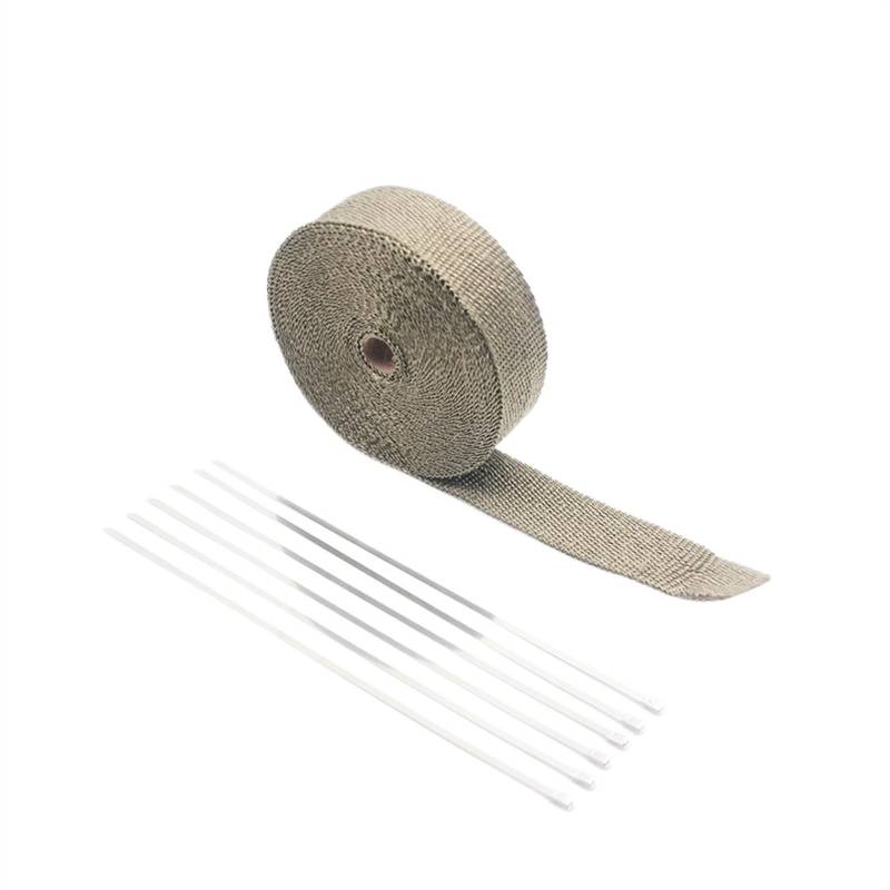 Hitzeschutzband Auspuff,Auspuff Dichtband 5 cm * 5 M 10 M 15 M Abwärme Wrap Rolle USO apto para Motorrad Fiberglas Hitzeschild Band, mit Edelstahl Krawatten(T-15M) von DLZFUDTY