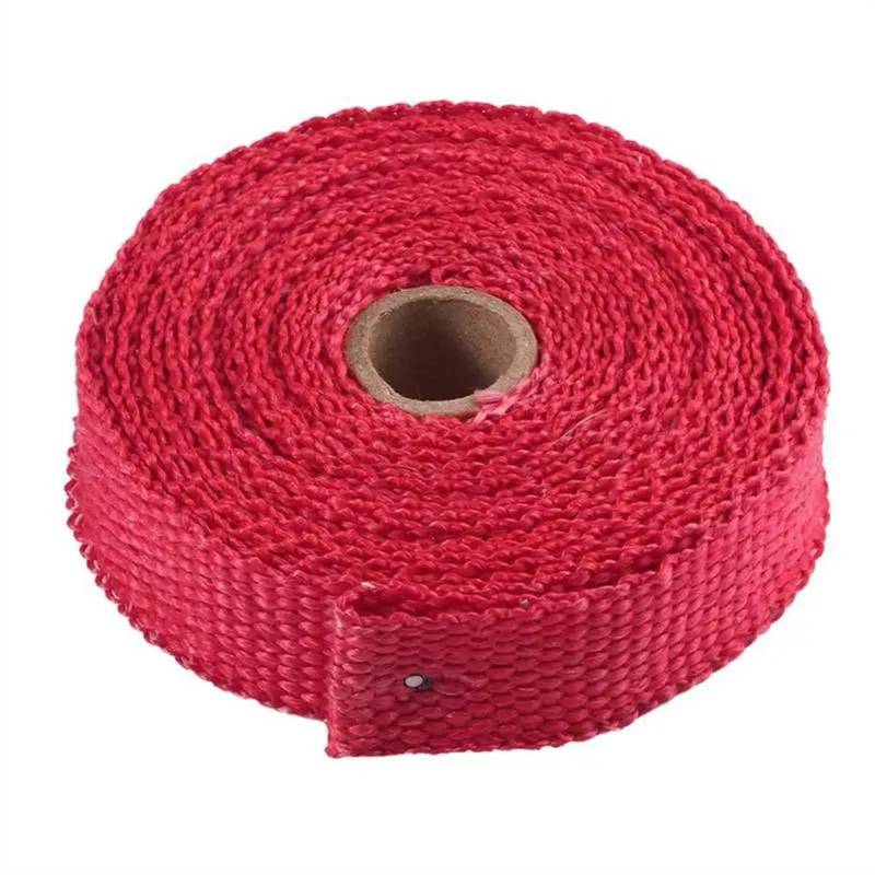 Hitzeschutzband Auspuff,Auspuff Dichtband 5 m Fiberglas-Hitzeschild-Rolle USO apto para Auto, Motorrad, Auspuff, Thermoband, Kopfrohr, Wärmewickelband, Hitzeschild-Rolle(Red) von DLZFUDTY