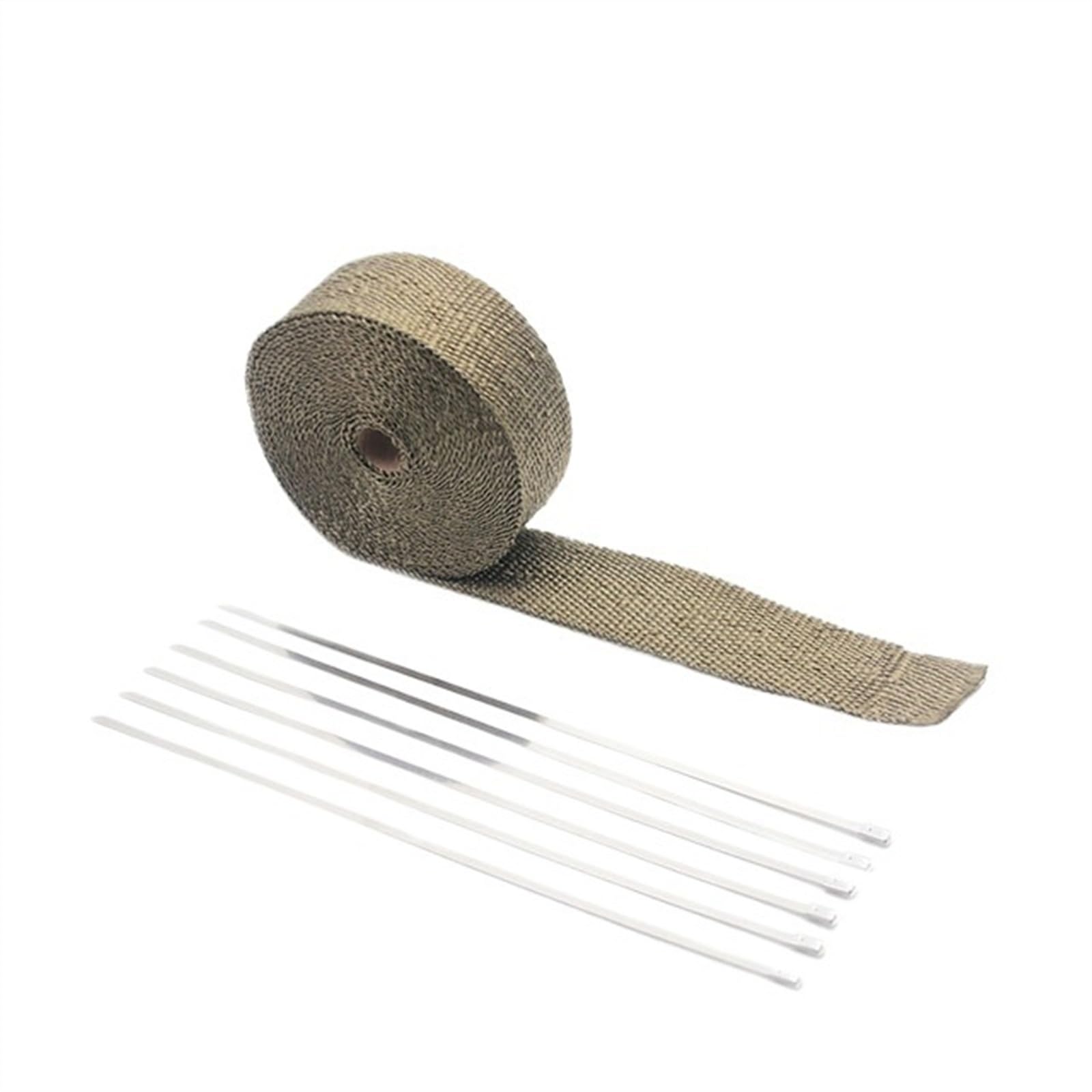 Hitzeschutzband Auspuff,Auspuff Dichtband 5M/10M/15M Motorrad-Auspuff-Hitzeschild-Rollenisolierung, rollenbeständig, mit rostfreien Kabelbindern(T 5cmx10M) von DLZFUDTY