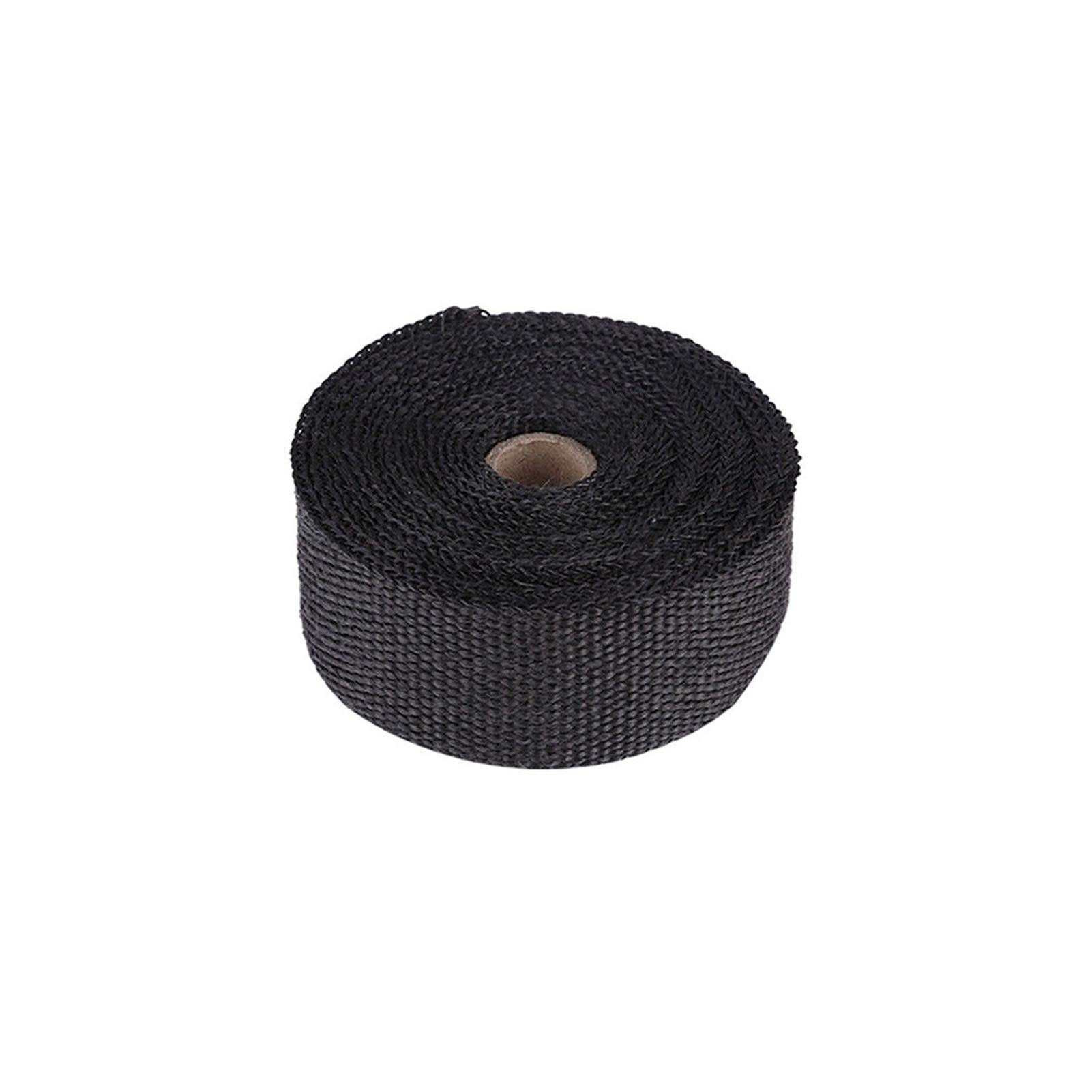 Hitzeschutzband Auspuff,Auspuff Dichtband 5M Roll Fiberglas Hitzeschild Auto Motorrad Auspuffkrümmer Wärmedämmung Glasfaser Thermische Wickelband Blacks 4 Krawatten Kit(5mx2.5cm Black 4ties) von DLZFUDTY