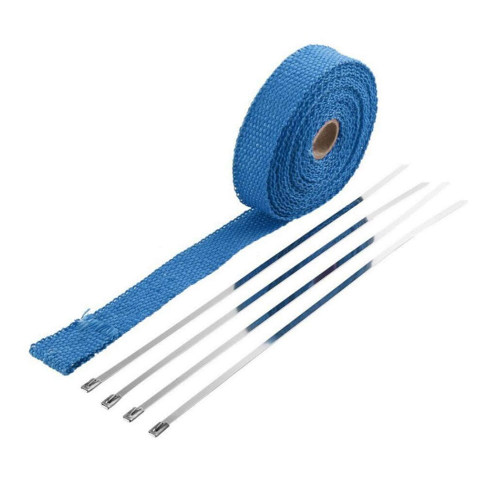 Hitzeschutzband Auspuff,Auspuff Dichtband 5m Auto Motorrad Auspuff Wrap Rohrkopf Wärme Wrapp Turbo Mainfold Wärmeabgas Thermal Wickelband Edelstahl Krawatten(Blue) von DLZFUDTY