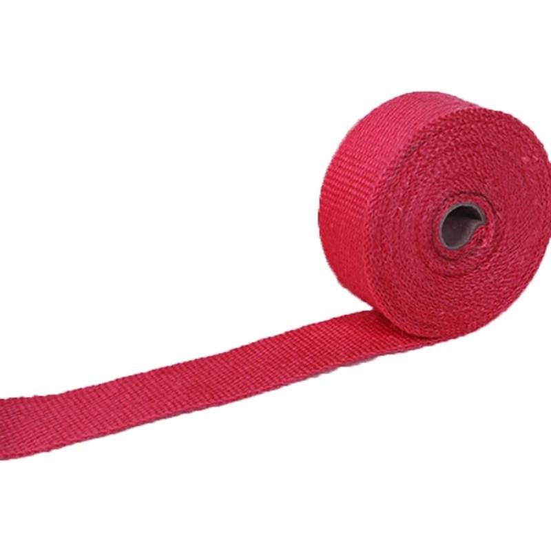 Hitzeschutzband Auspuff,Auspuff Dichtband Motorrad Auspuff Wrap Rolle Fiberglas Wärme Rolle Auspuffkrümmer Rohr Wärme Rolle Schutz Auto Zubehör(Red) von DLZFUDTY