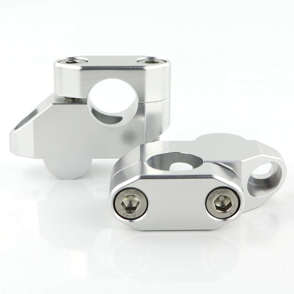 LenkererhöHung Motorrad,Lenkerklemme Motorrad 22mm 7/8 "Lenker Risers Montage Riser Standard Balkenverlängerung Zurück bewegt Motorrad Aluminium(Silver) von DLZFUDTY
