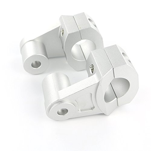 LenkererhöHung Motorrad,Lenkerklemme Motorrad Motorradzubehör CNC Aluminium Griff Bar Riser Lenker Riser(Silver) von DLZFUDTY