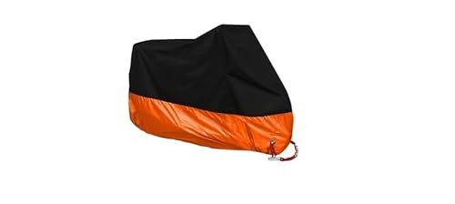 Motorrad Abdeckplane,Motorrad Abdeckplane Outdoor wasserdichte Motorradabdeckung Outdoor Protector Bicicletta Regen Staubschutz Motorrad Motor Moped Roller Abdeckung M-4XL(Orange,2XL for 211 220cm) von DLZFUDTY