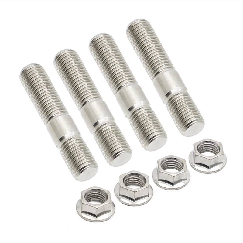 Radmuttern,Radmutter 10mm M10 x 1,25 Abgasbolzen Gezahnte Muttern Bolzen Schrauben Edelstahl Verteiler Bolzen(4sets) von DLZFUDTY