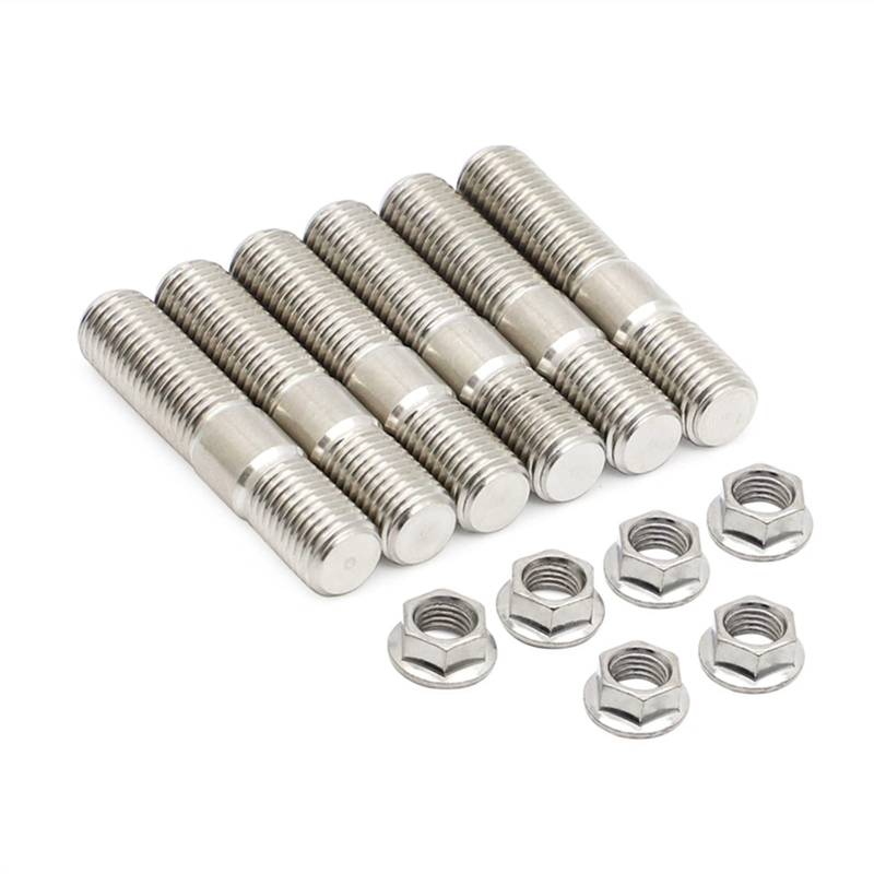 Radmuttern,Radmutter 10mm M10 x 1,25 Abgasbolzen Gezahnte Muttern Bolzen Schrauben Edelstahl Verteiler Bolzen(6sets) von DLZFUDTY