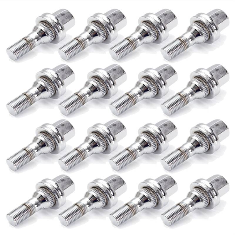 Radmuttern,Radmutter 4/16 Stücke M12x1.25 17mm Auto Aluminium Chrom-Radbolzen Muttern Kit Passend für Peugeot 1007 206 207 406 407 607 2000-2008(16PCS) von DLZFUDTY