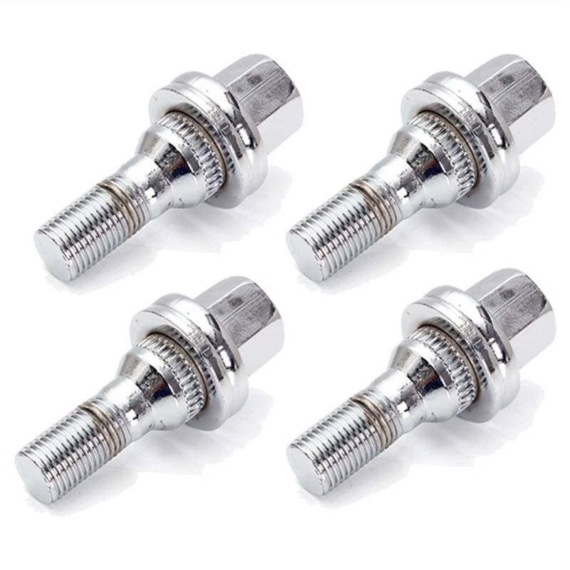 Radmuttern,Radmutter 4/16 Stücke M12x1.25 17mm Auto Aluminium Chrom-Radbolzen Muttern Kit Passend für Peugeot 1007 206 207 406 407 607 2000-2008(4PCS) von DLZFUDTY