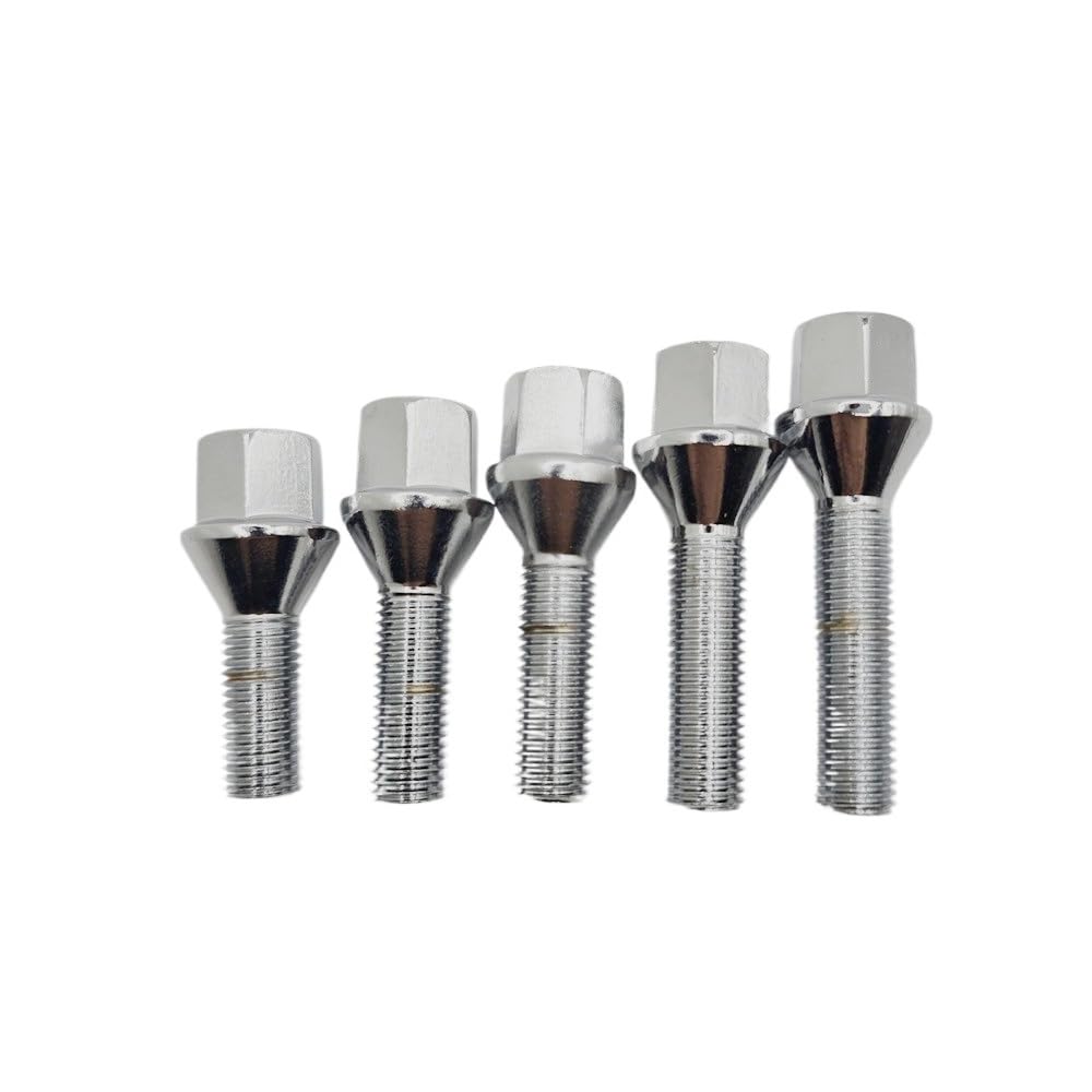 Radmuttern,Radmutter 4 Stück Leichtmetallradschrauben und -muttern M12 x 1,5, 17 mm Sechskant, Kegelbund passend for Dacia FIAT Lotus Maserati Renault Mini Suzuki(26mm Thread x4PCS) von DLZFUDTY