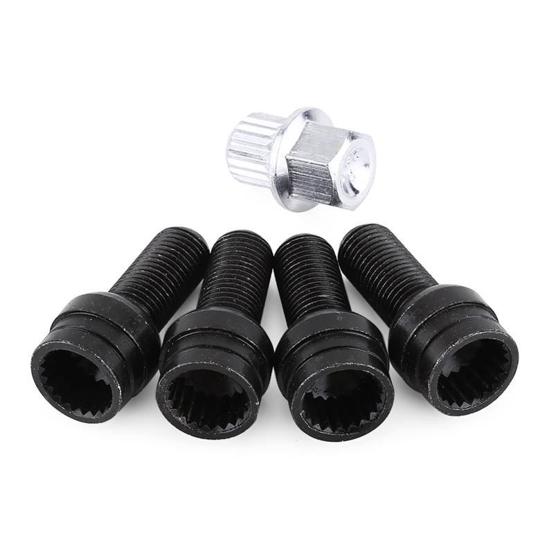 Radmuttern,Radmutter 4 Stücke Schwarz Legierung Auto Rad Locking Radmuttern X1.25 Anti-diebstahl + schlüssel Edelstahl for Die Meisten Von Auto von DLZFUDTY