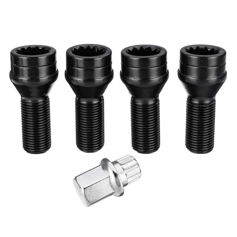 Radmuttern,Radmutter 4 Teile/Satz M14 X 1,25 Rad NUB-Verriegelungsbolzen Stiftmutter Diebstahlschraube Mit Schlüssel Passend für BMW R50 R52 R53 1 2 3 4 5 6 7 Serie Für Mini von DLZFUDTY