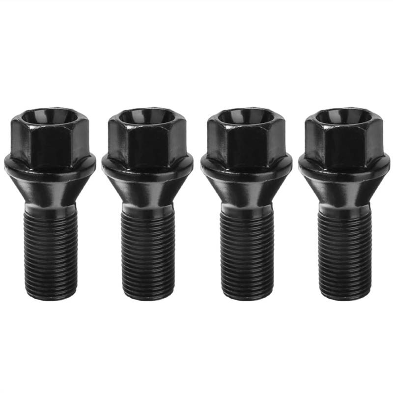 Radmuttern,Radmutter 4 stücke M14x1.25 Schwarzes Stahl-Rad-Ansatz-Bolzenmutter Passend für BMW X3 X5 E70 E71 F20 F25 36136781151 Zubehör Teile von DLZFUDTY