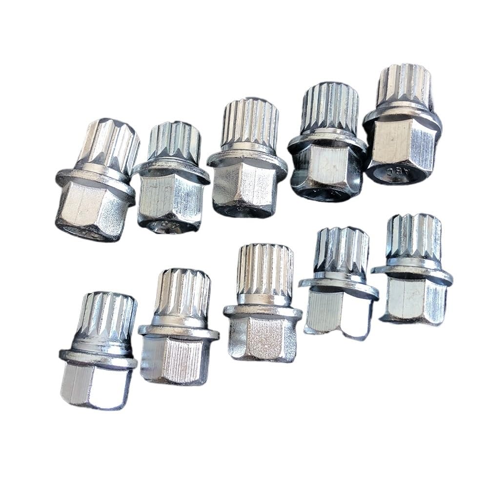 Radmuttern,Radmutter 5 STÜCKE Anti-Diebstahl-Radschraubenbolzen Kontermutternschlüsseladapter #000-#009 Passend for Bora Golf Jetta Passat Passend for Audi A4 A6 A8 TT Q7 Q5(001 11 Teeth) von DLZFUDTY