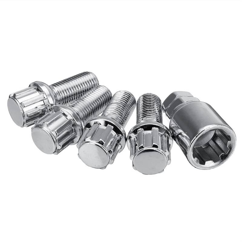 Radmuttern,Radmutter 5 Teile/Satz Stahl-Rad-Lock-Bolzen M14 x 1,5-mm-Verriegelungsradius-Sicherheits-Rasenmuttern Passend für VW von DLZFUDTY