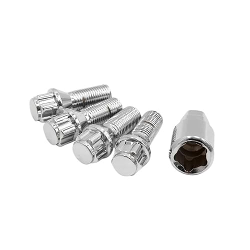 Radmuttern,Radmutter Auto-Radnaben-Reifenschrauben, 14 mm x 1,5, silberfarben, 4 Stück Felgenschloss-Radmuttern mit 1 Stück Schlüssel, Radmutternersatz Radmuttern,Radmutter Auto-Radnaben-Reifenschrauben, 14 mm x 1,5, silberfarben, 4 Stück Felgenschloss-Radmuttern mit 1 Stück Schlüssel, Radmutternersatz von DLZFUDTY