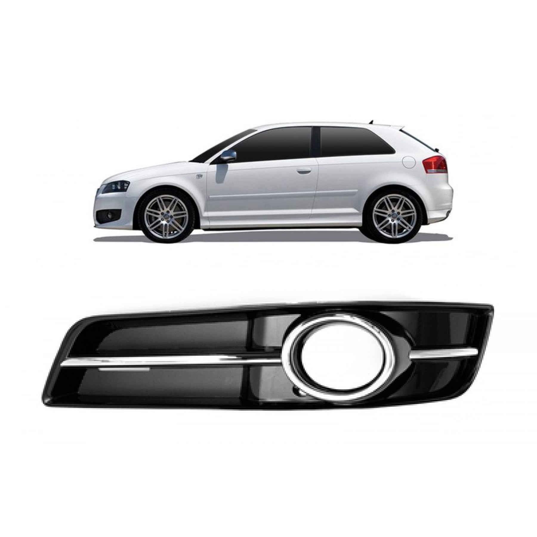 DM Autoteile 100186 Nebelscheinwerfer Gitter vorne kompatibel für Audi A3 Sportback Cabrio Facelift 2008-2012 von DM Autoteile