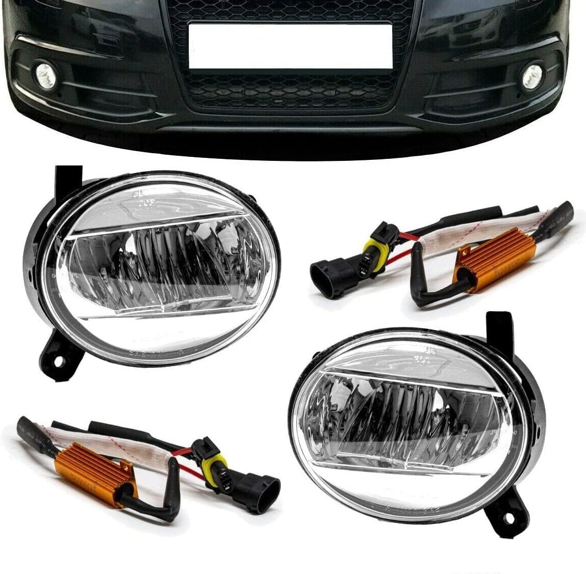 DM Autoteile 14104 Set VOLL LED Nebelscheinwerfer Chrom kompatibel für Audi A4 B8 07-11 A6 4F 08-11 Q5 8R von DM Autoteile