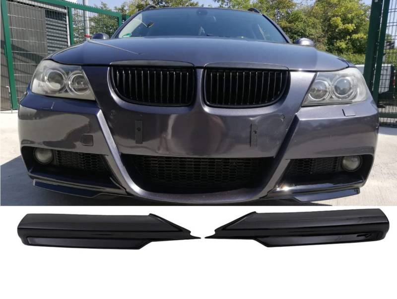 DM Autoteile 15007 Vorfacelift Satz Flaps Spoiler Splitter Lippe schwarz Glanz kompatibel für BMW 3er E90 E91 Baujahr 05-08 mit M-Paket von DM Autoteile