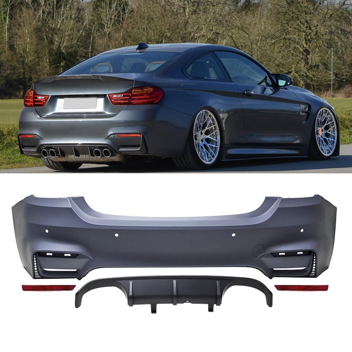DM Autoteile 1663 Evo Stoßstange hinten für Parkhilfe + Duplex Diffusor kompatibel für BMW F32 F33 außer M4 2013-2017 DM Autoteile 1663 Evo Stoßstange hinten für Parkhilfe + Duplex Diffusor kompatibel für BMW F32 F33 außer M4 2013-2017 von DM Autoteile